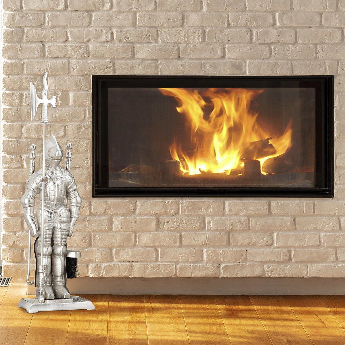 KAMINBESTECK - Silberfarben, Metall (21/72/12.5cm) - Relaxdays