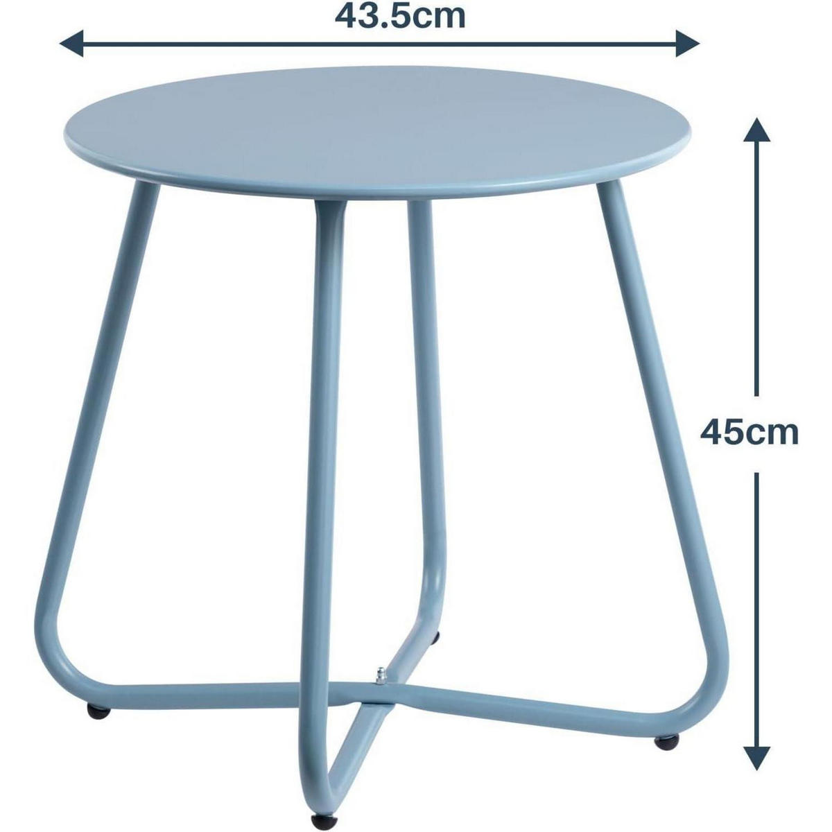 BEISTELLTISCH Rund Grau Blau 43 cm - Hellblau, Metall (52/48/6cm)