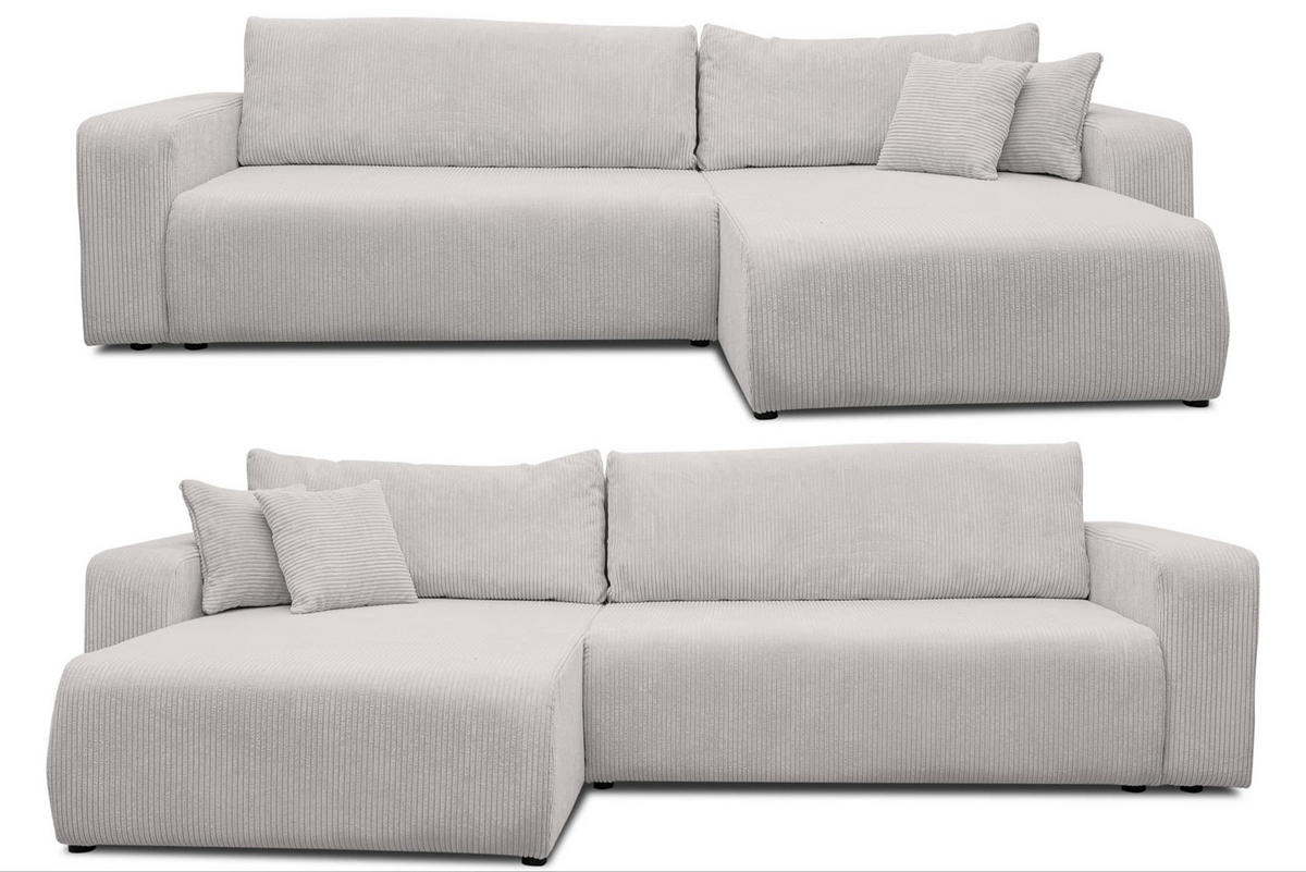 ECKSOFA Luna XL mit Schlaffunktion und Bettkasten Cord-Stoff (Beige) - Beige, Textil (274/142cm) - VENASI MÖBEL