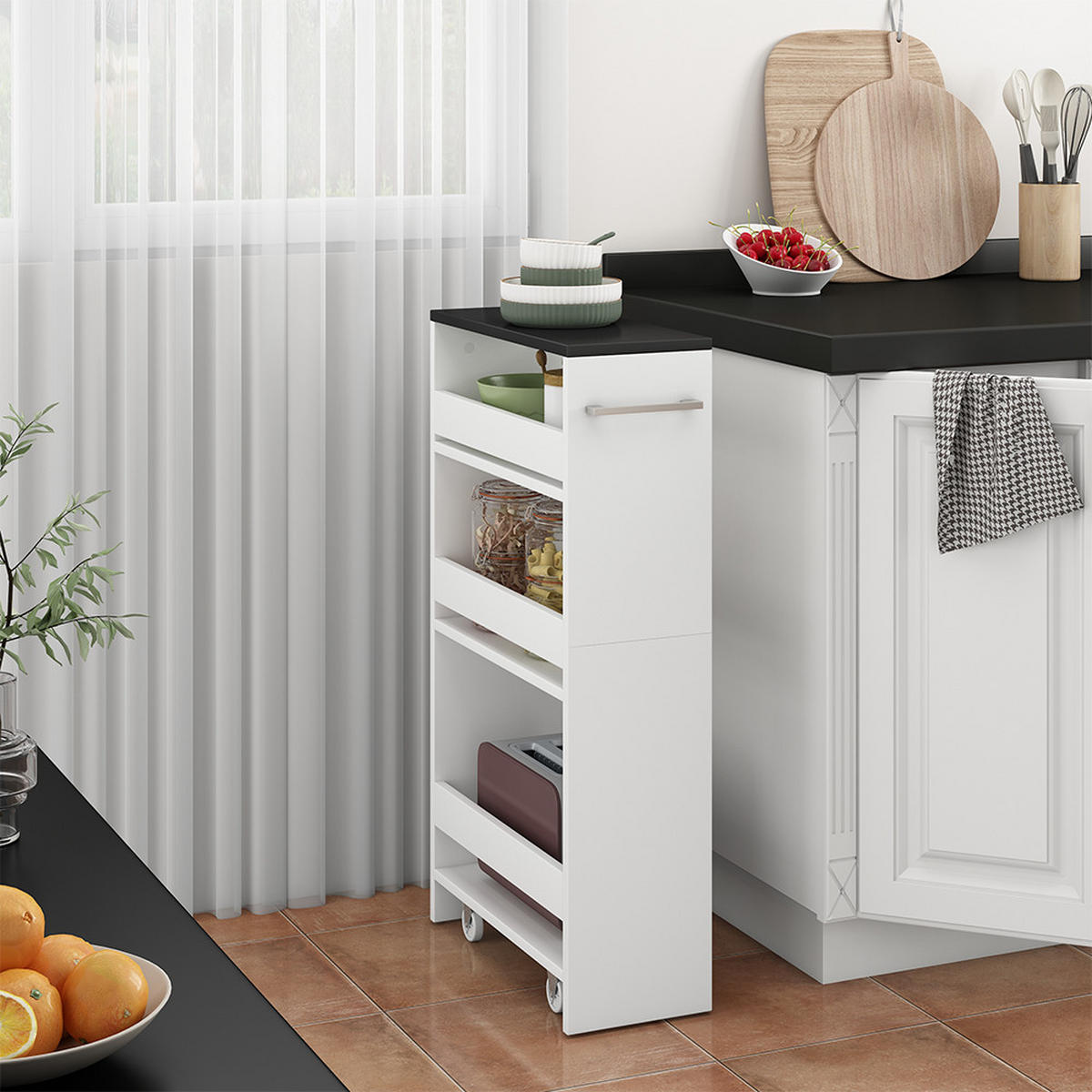 POJÍZDNÉ REGÁLY Rivo Bílá/antracitová - bílá/antracitová, kompozitní dřevo (20/84.4/46cm) - Vicco