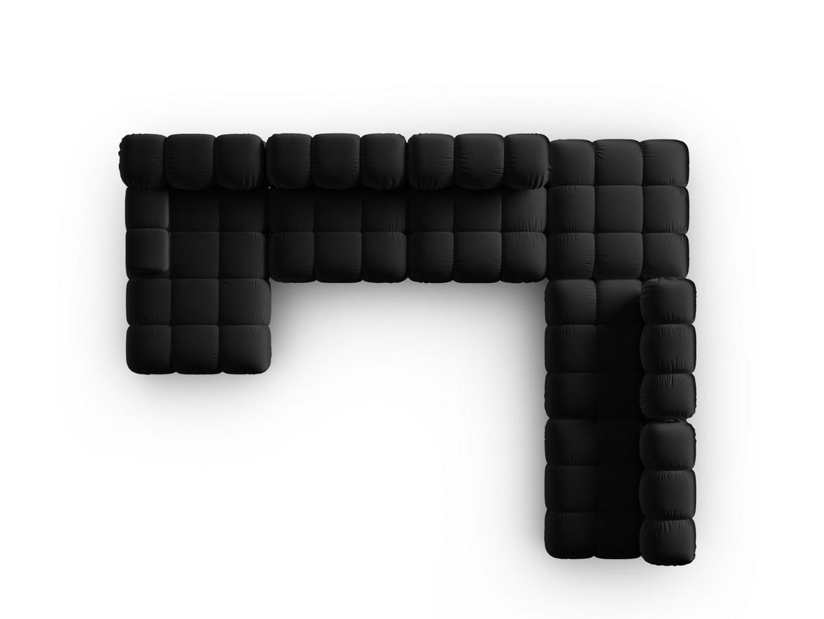 MODULARES-PANORAMASOFA rechts Bellis aus Samt schwarz 7 Sitzplätze - Schwarz, Textil (282/63/379cm) - Micadoni