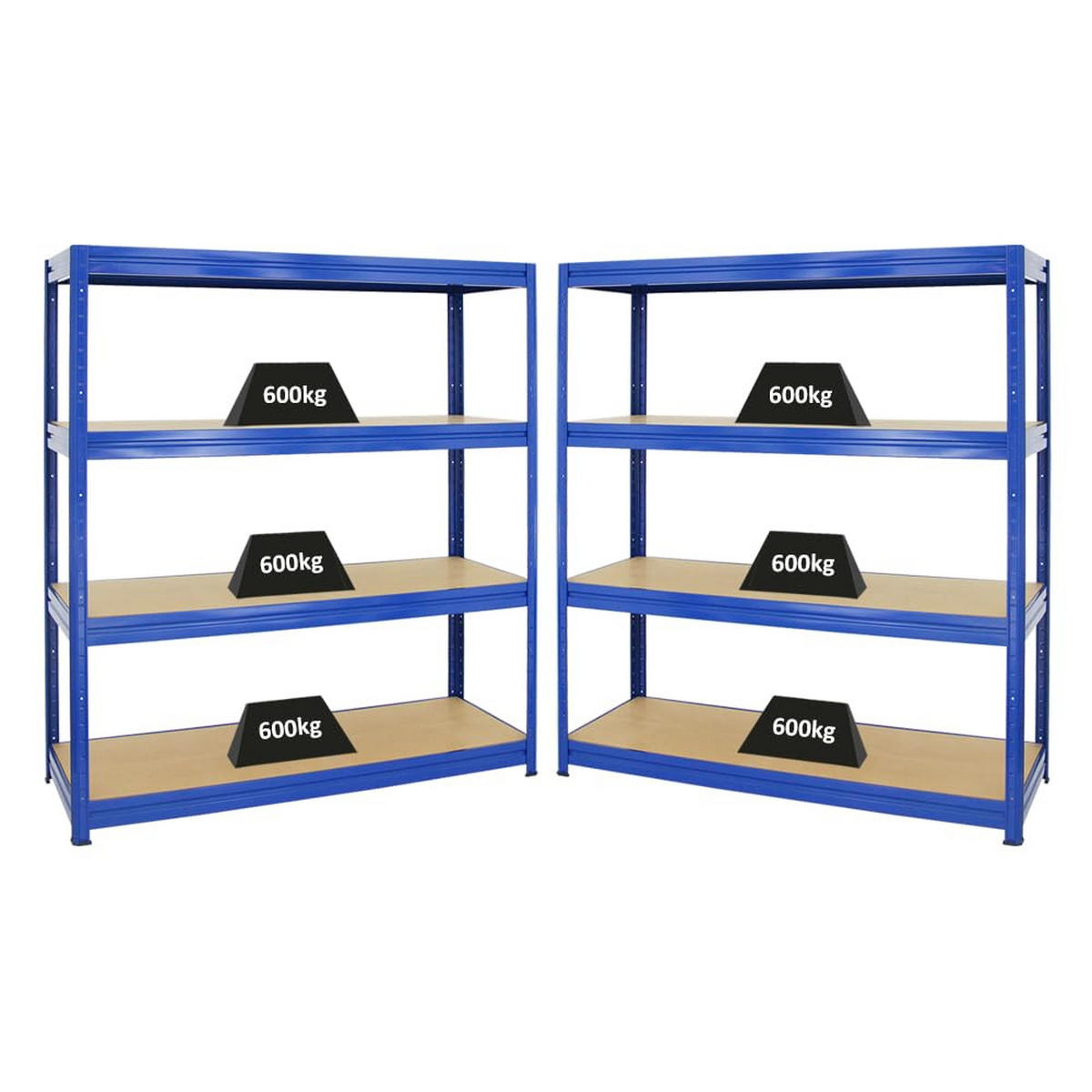 SCHWERLASTREGAL Dino 2er-Set mit 2x 180x160x60 cm Fachlast 600 kg Blau - Blau, Metall (320/180/60cm) - PROREGAL