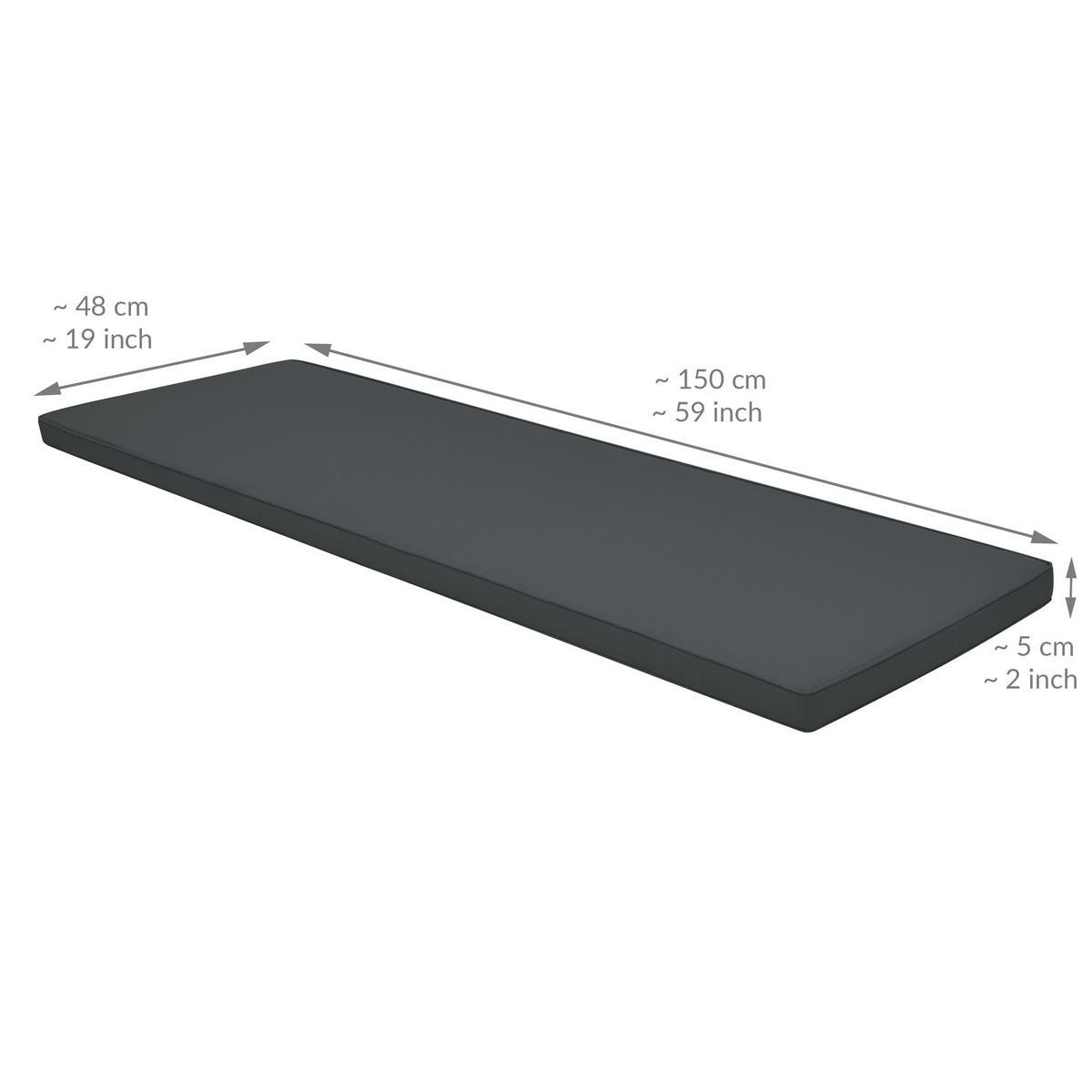 BANKAUFLAGE Base BK 150/48/5 cm Graphitgrau - Grau, Textil (48/5/150cm) - Beautissu 