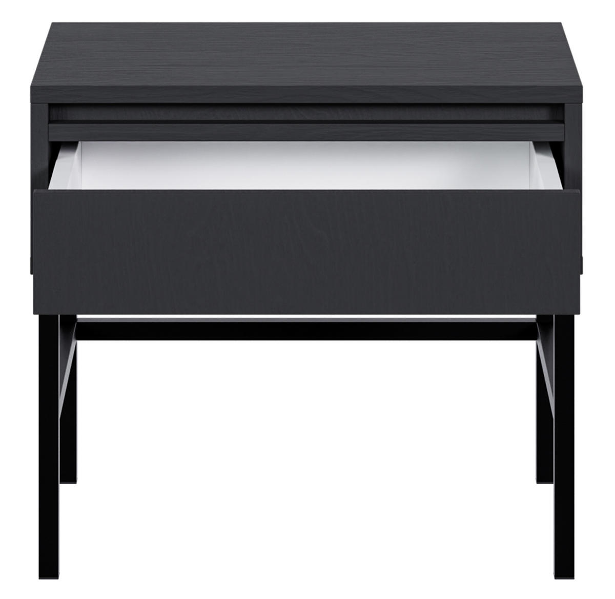 NACHTSCHRANK Evo Schwarz mit Metallgestell 50 cm - Anthrazit/Schwarz, Holzwerkstoff/Metall (50/44/34cm) - Selsey