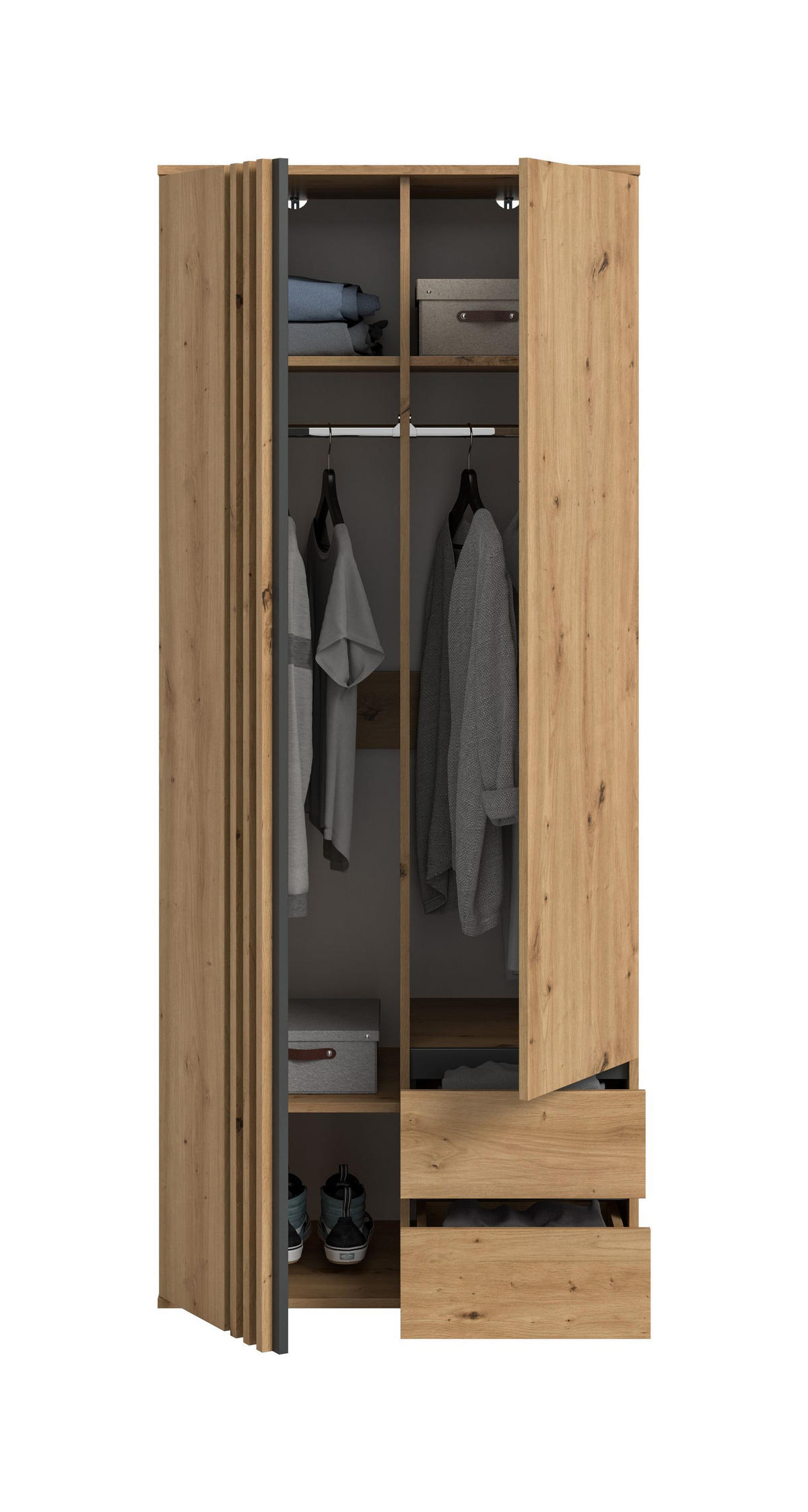 KLEIDERSCHRANK 2-türig TOFTA (B/H/T: ca. 80/192/56 cm) in Artisan Eiche Nachbildung/Artisan Eiche Nachbildung - Eiche Artisan, Holzwerkstoff (80/192/56cm)