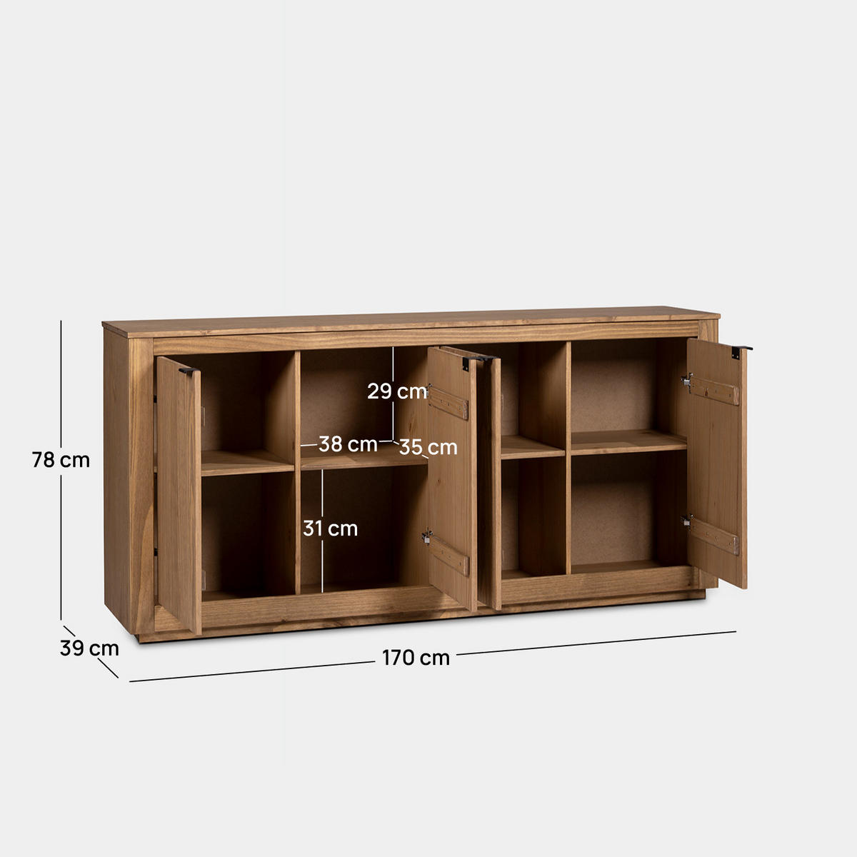 ANRICHTE NIEDRIGE Sven Natürlich 170 cm x 78 cm - Naturfarben, Holz (170/78/39cm) - Klast Home