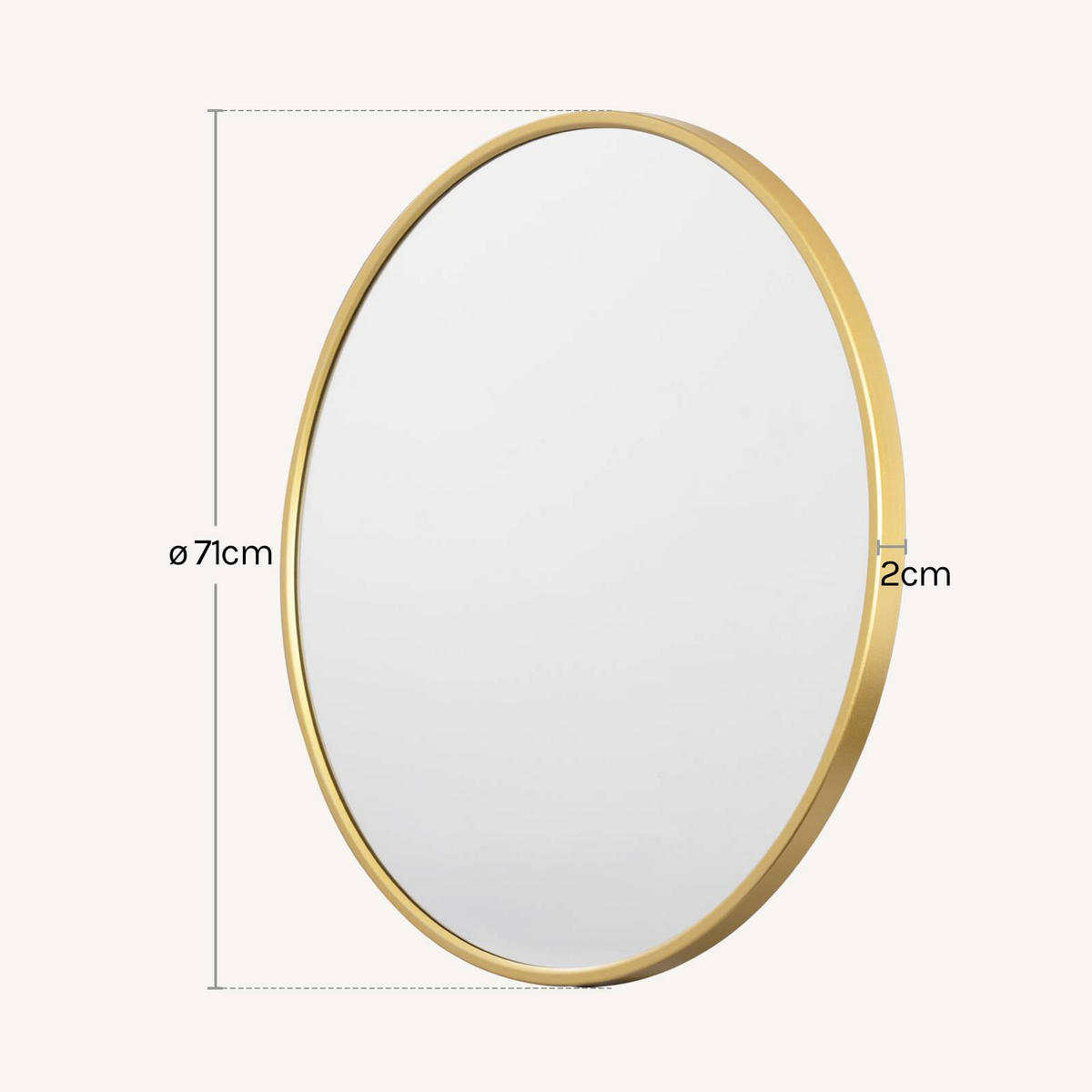 WANDSPIEGEL rund, φ 71cm, Golden - Goldfarben, Glas/Holzwerkstoff (71/71/2cm) - Woltu