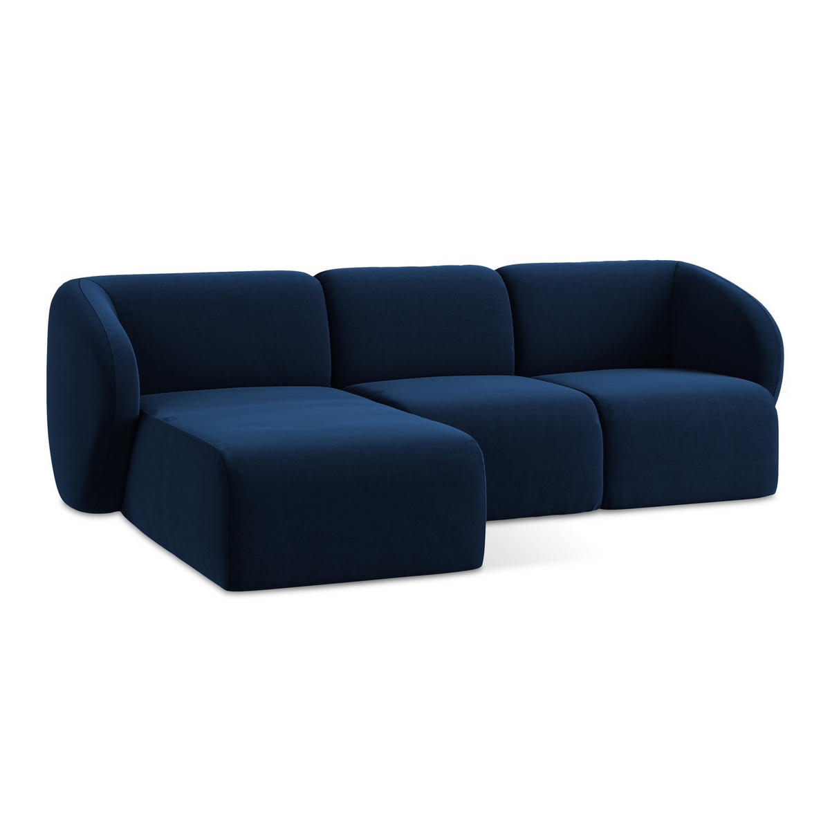 ECKSOFA Links Samt Stoff Blau - Türkis/Schwarz, Holzwerkstoff/Kunststoff (248/166cm) - LaMiaSofa