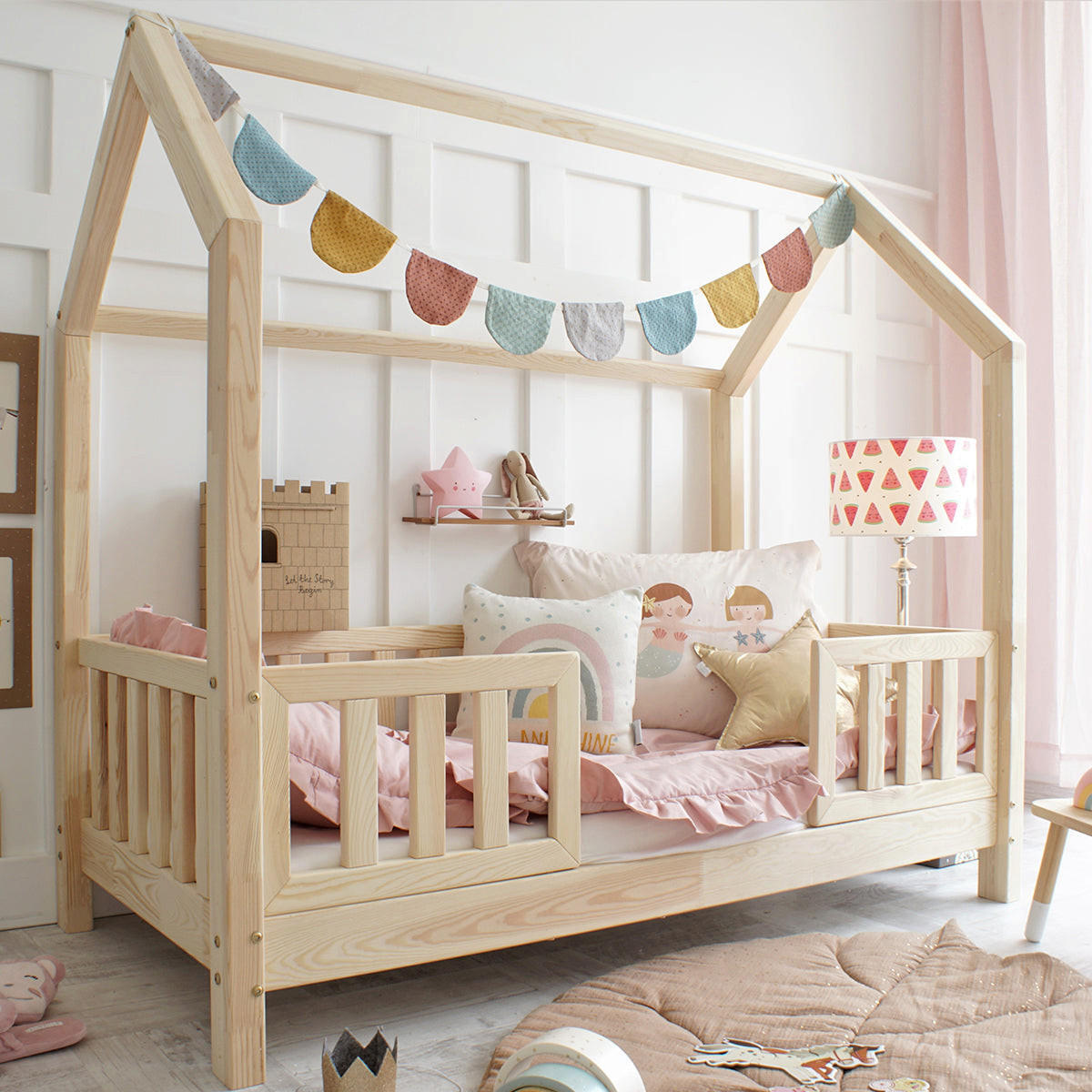 DOMČEKOVÁ POSTEĽ 90/190 Daisy Prírodné drevo - hnedá, drevo (90/190cm) - Petits-meubles