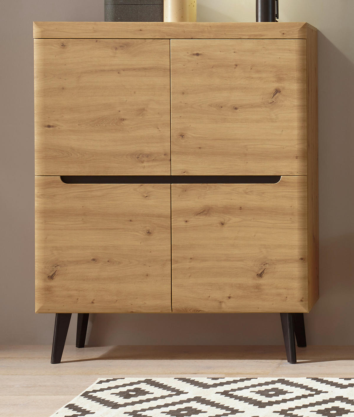 HIGHBOARD Artisan Eiche schwarz skandinavisch, 107 x 134 cm - Schwarz/Eiche Artisan, Holzwerkstoff (107/134/40cm) - Furn.Design