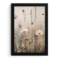 GERAHMTES BILD Blumen - Rosa - Modern - Beige 20x30 cm - Beige, Papier (20/30cm) - MuchoWow