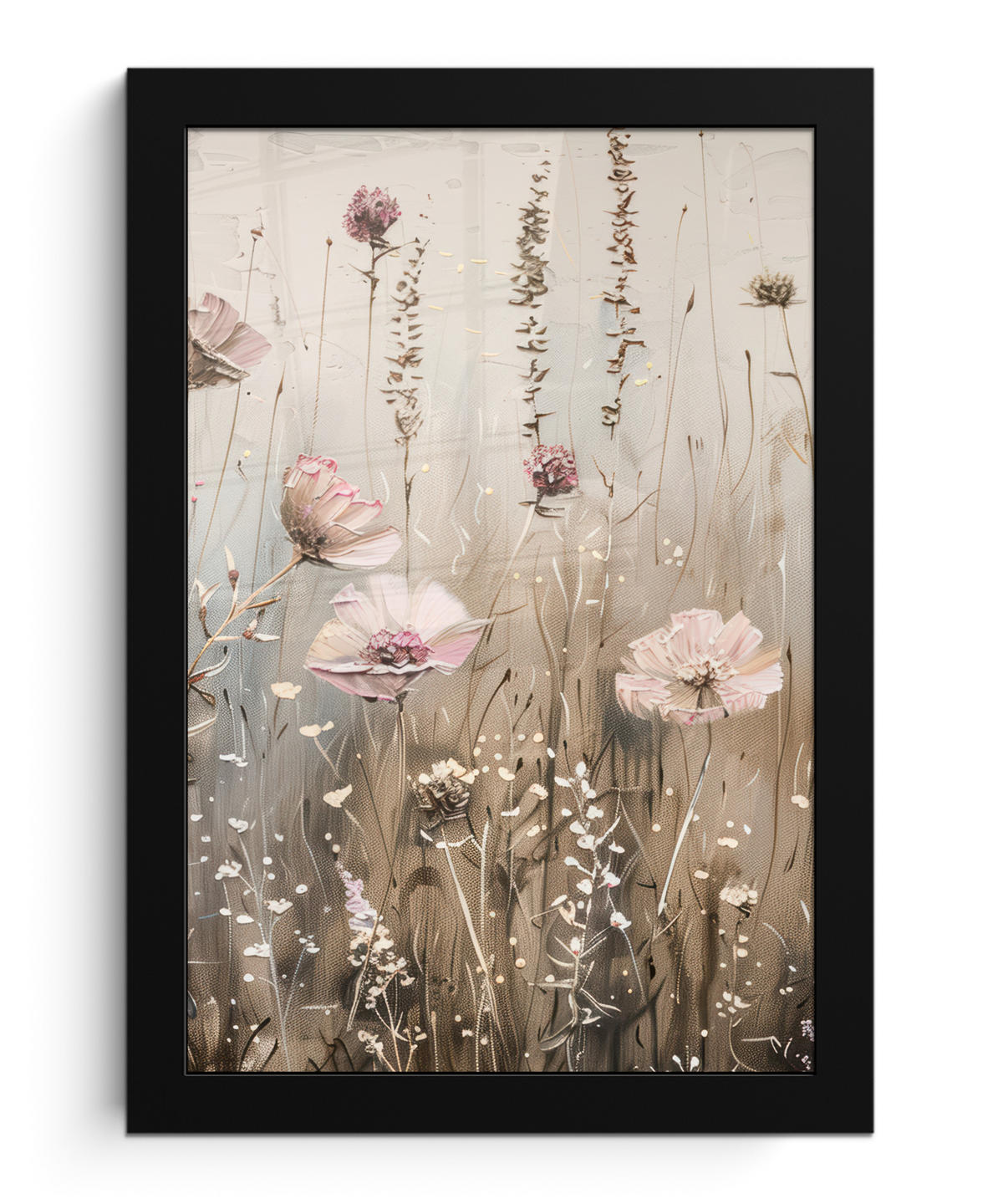GERAHMTES BILD Blumen - Rosa - Modern - Beige 20x30 cm - Beige, Papier (20/30cm) - MuchoWow