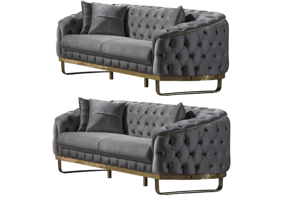 SITZGARNITUR Fairy Grau Stellvariante:3+3 - Grau, Holz (240/70/100cm) - Villa Möbel