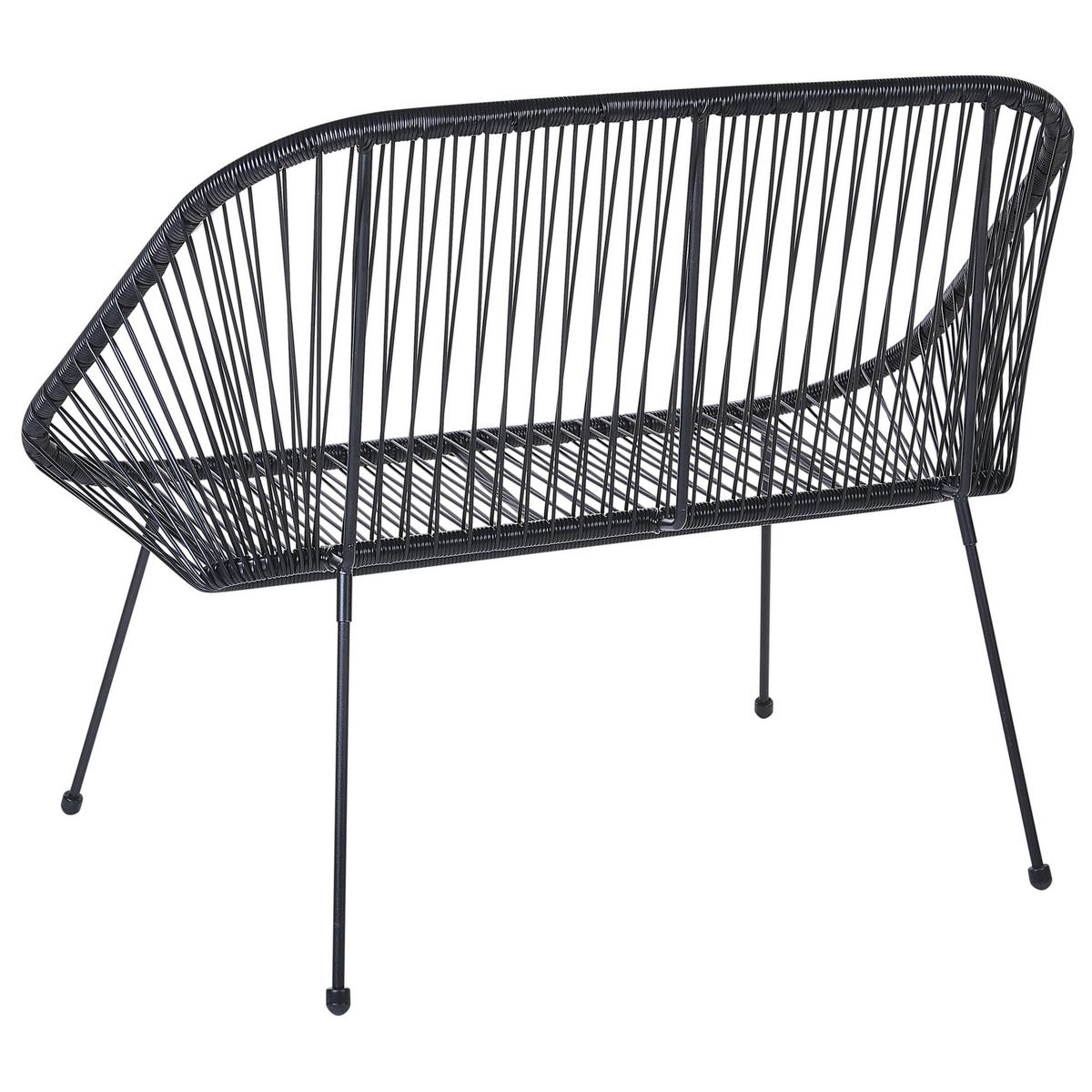 GARTENBANK Rattan schwarz 114 cm Acapulco - Schwarz, Kunststoff (114/88/78cm) - Beliani