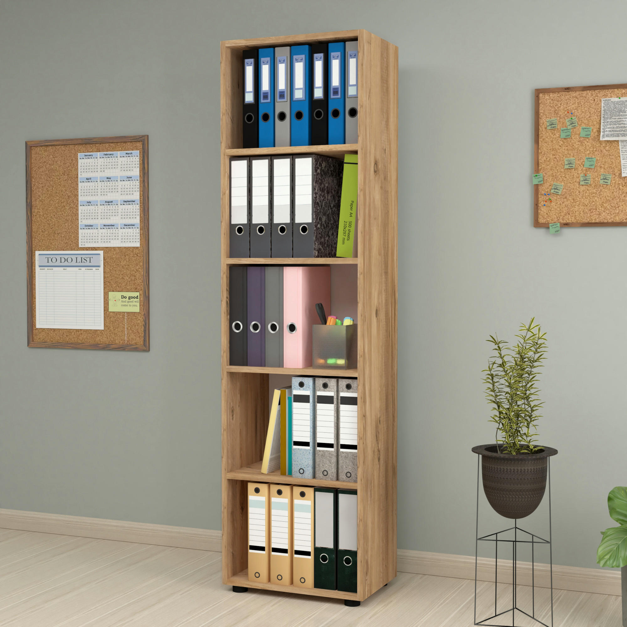 BÜCHERREGAL Vara - Eichefarben, Holzwerkstoff (49/178/30cm) - [en.casa]