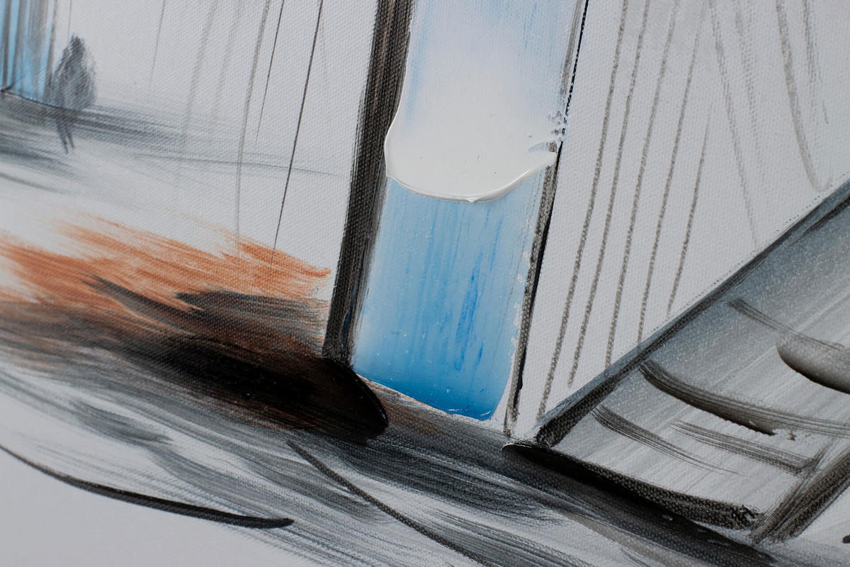 ACRYLBILD HANDGEMALT 100/75 cm - Beige/Weiß, Holz/Textil (1.7/75cm) - KUNSTLOFT