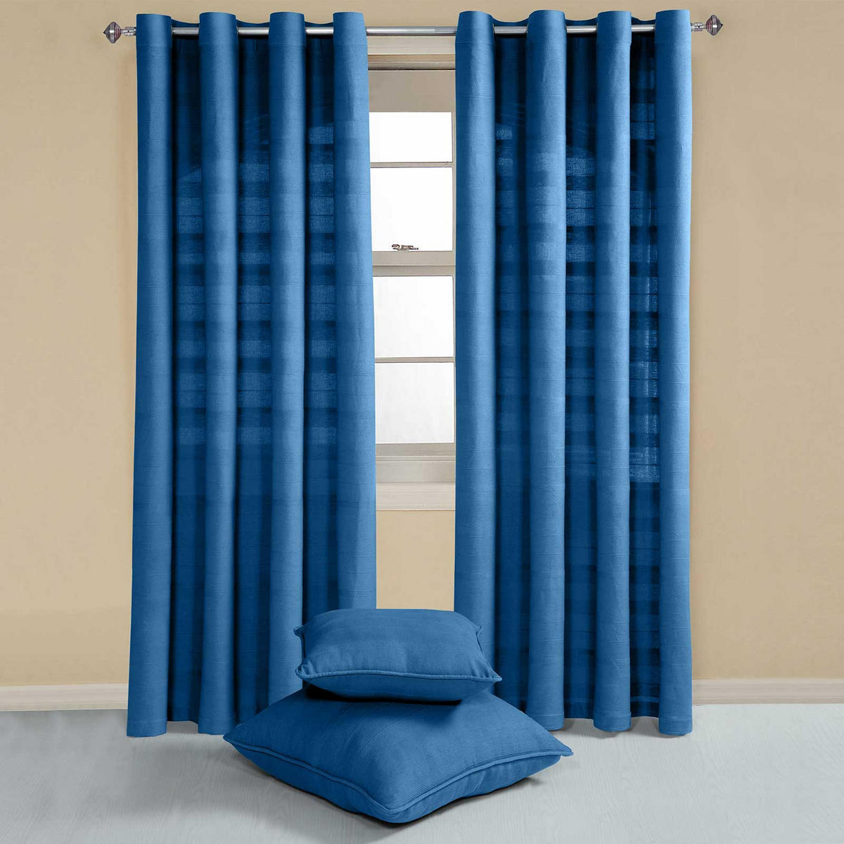 ÖSENVORHANG Rajput blickdicht 2er-Set, 137/137 cm - Blau, Textil (137/137cm) - Homescapes