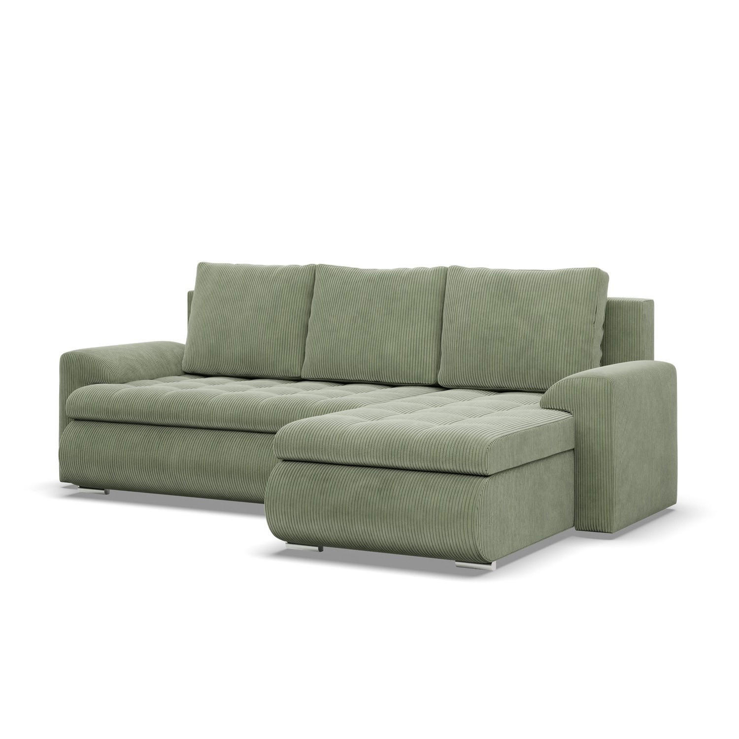 ECKSOFA RECHTS MIT SCHLAFFUNKTION FORESTA, Cord - Grün - Grün, Textil (230/159cm) - Mebligo