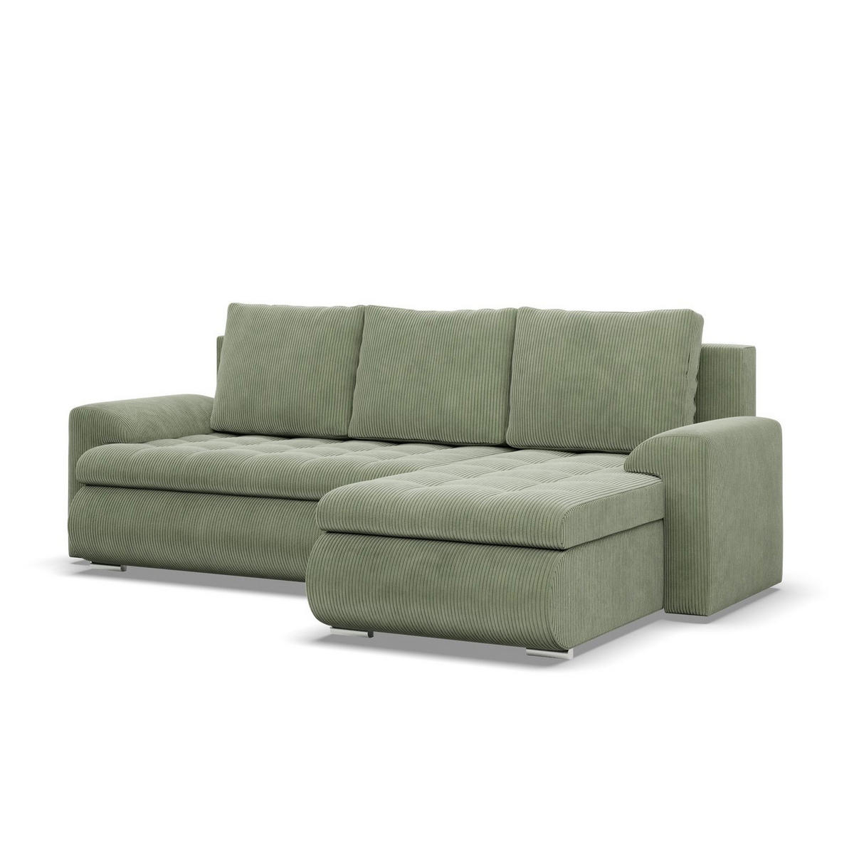 ECKSOFA RECHTS MIT SCHLAFFUNKTION FORESTA, Cord - Grün - Grün, Textil (230/159cm) - Mebligo