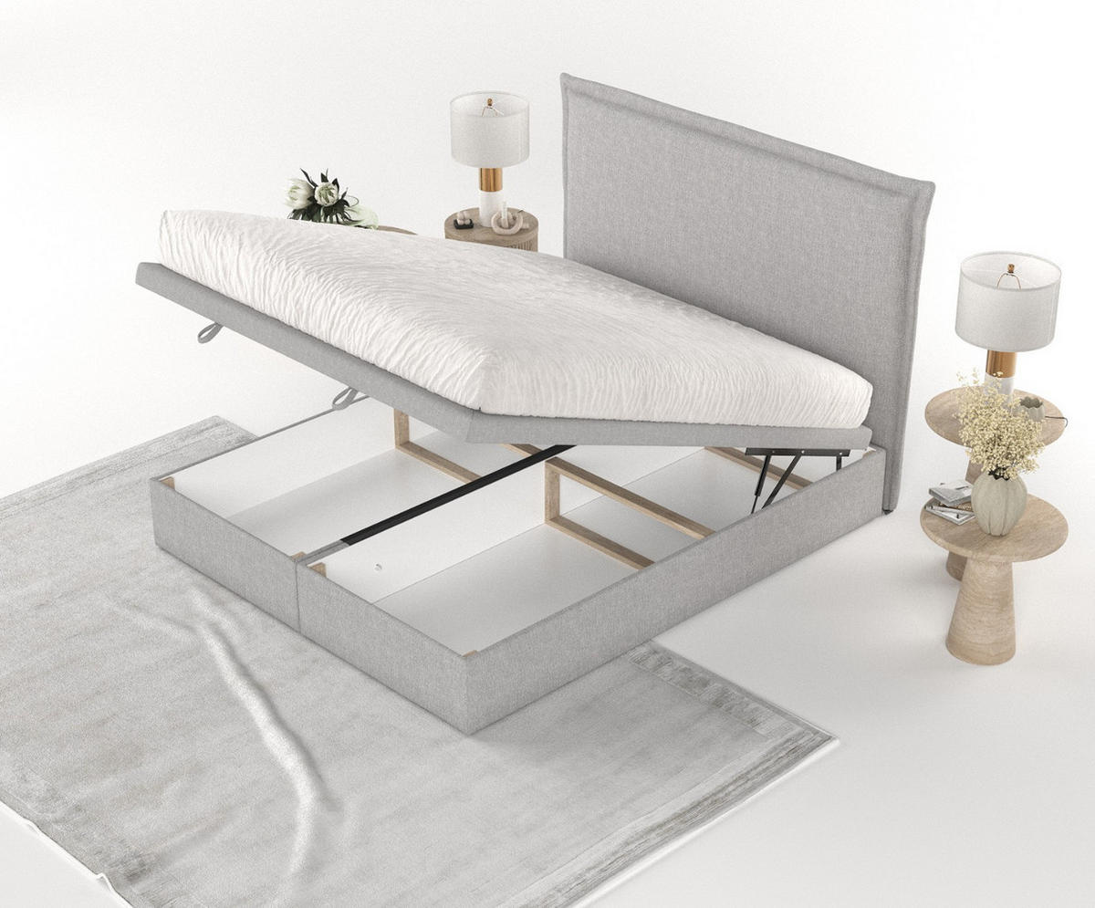 POLSTERBETT Eliot mit Stauraum 160/200 cm Grau im Megan Stoff - Schwarz/Grau, Holz/Holzwerkstoff (160/200cm) - AltaBeds