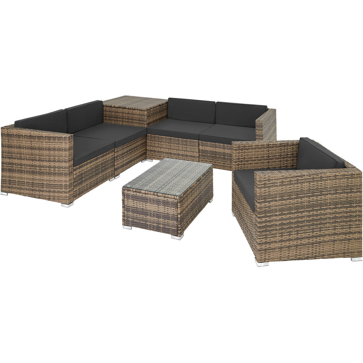 RATTANLOUNGE Pisa,inklusive großer Aufbewahrungsbox,natur - Naturfarben, Kunststoff - tectake