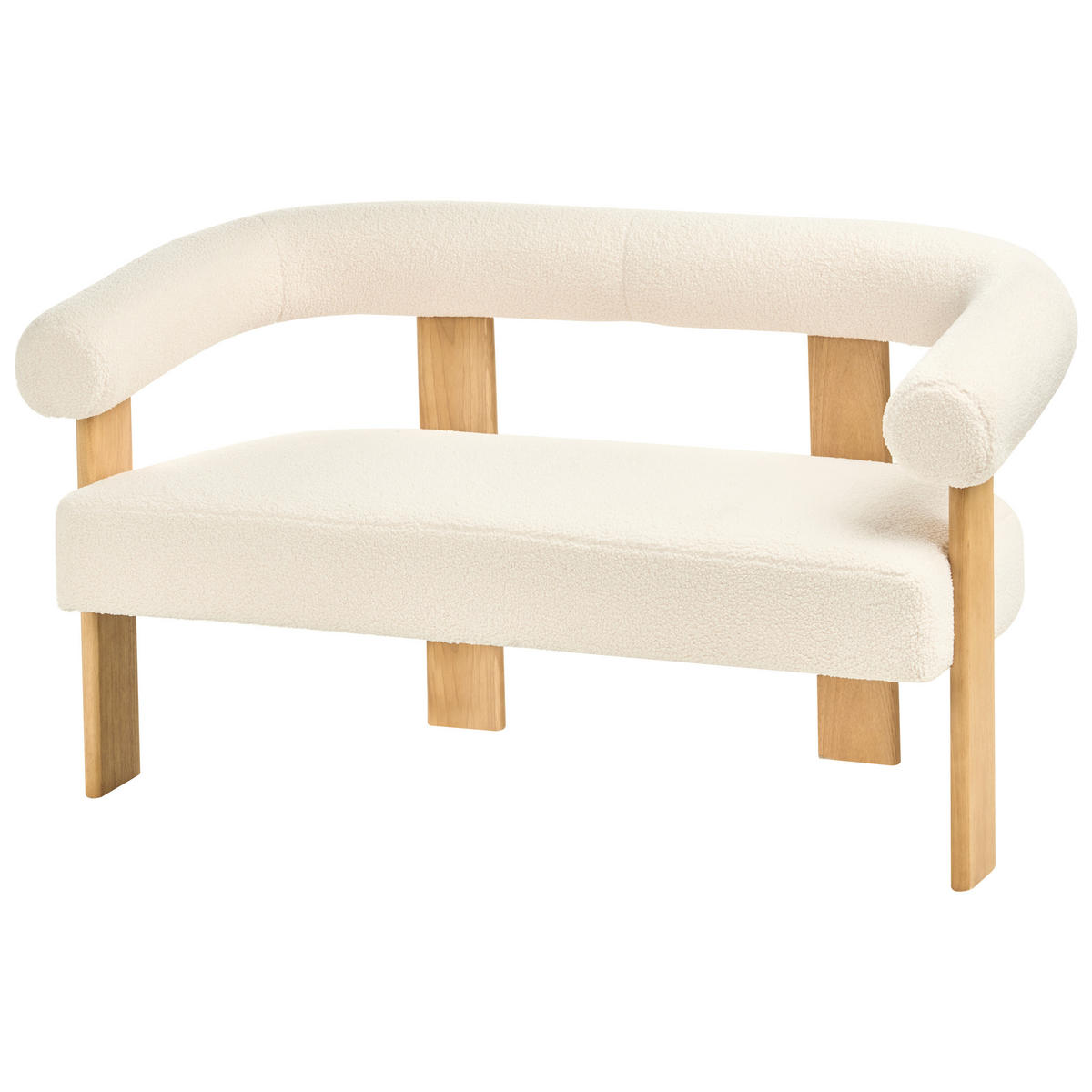 POHOVKA 2-místná Bouclé Krémově bílá/Světle hnědá Ilbro - krémová, textil (138/76/68cm) - Beliani