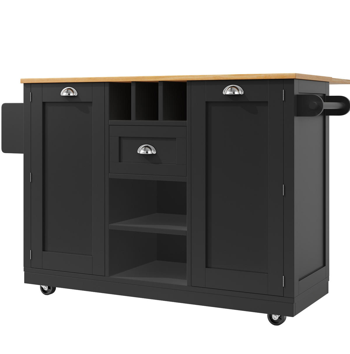 KÜCHENINSEL 140/40/93,5 cm aus MDF mit klappbarer Arbeitsplatte Schwarz - Schwarz, Holzwerkstoff (140/93.5/40cm) - Modenvie