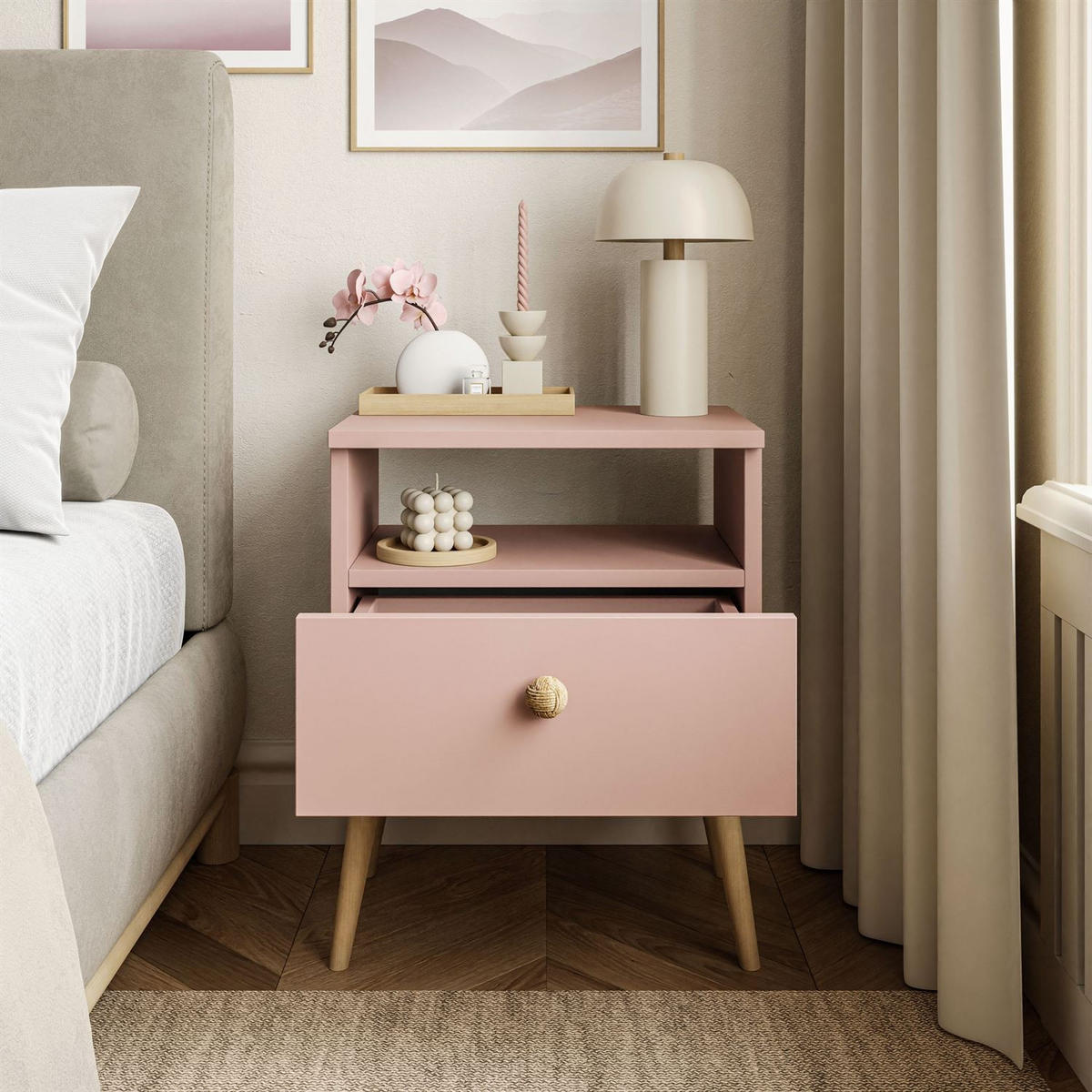 NACHTTISCH HARMONY Natürlich Rosa - Rosa, Holzwerkstoff (44/56/31cm) - Lookway