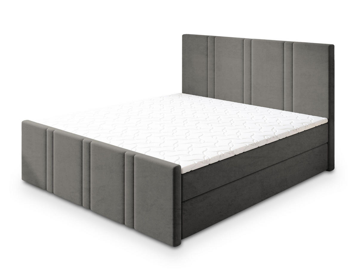 POSTEL BOXSPRING COMOZA 180x200 cm, s matrací a úložným prostorem, šedá - šedá, kompozitní dřevo/textil (180/200cm) - MASSENO