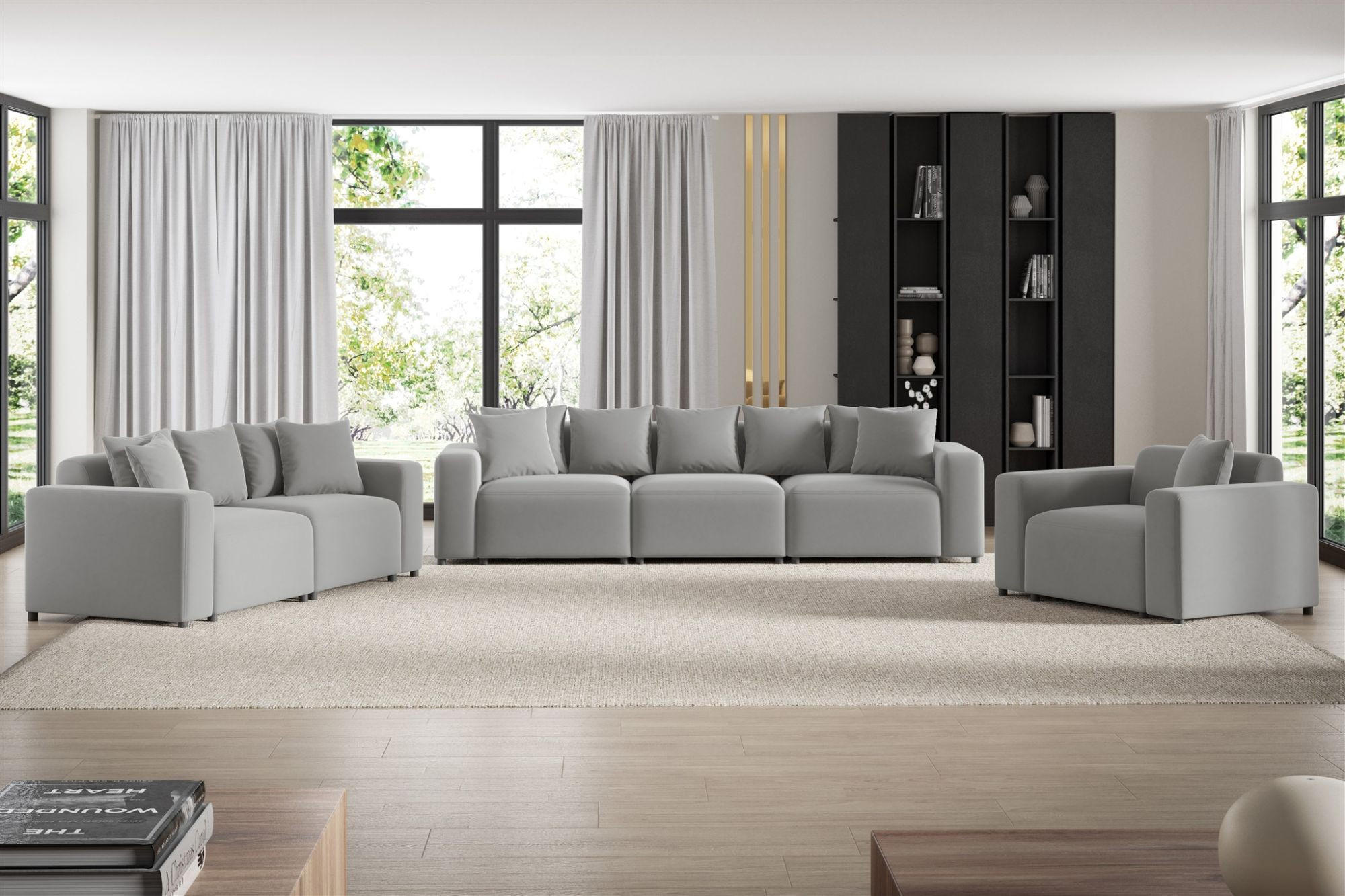 Thumbnail - Fun Möbel Sofa, Hellgrau, Textil, 236x75x98 cm, Wohnzimmer, Sofas & Couches, Sofas, 2-Sitzer Sofas