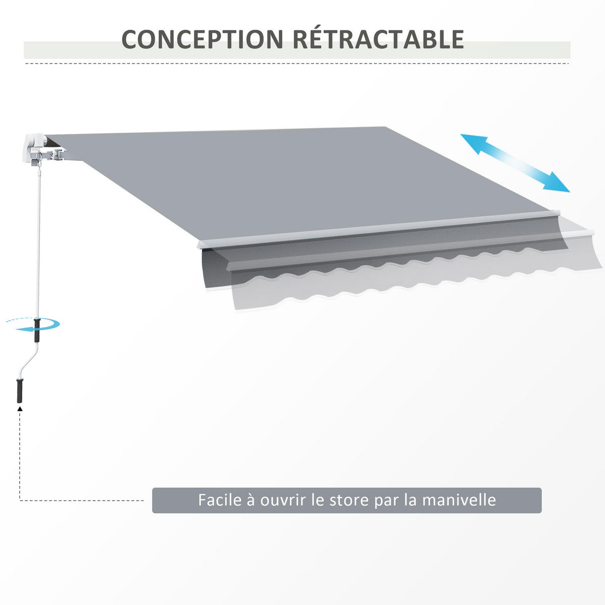 MARKISE DE-13931 manuell 395/245 cm, Winkel 45°-85°, UV-Schutz Grau - Grau, Textil (245/1/395cm) - ComfortXL