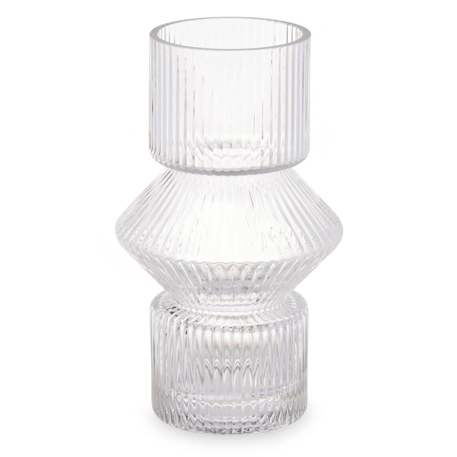 VASE Geriffeltes Glas 9,5/16,5 cm - Transparent, Glas (9.5/16.5cm) - Giftdecor