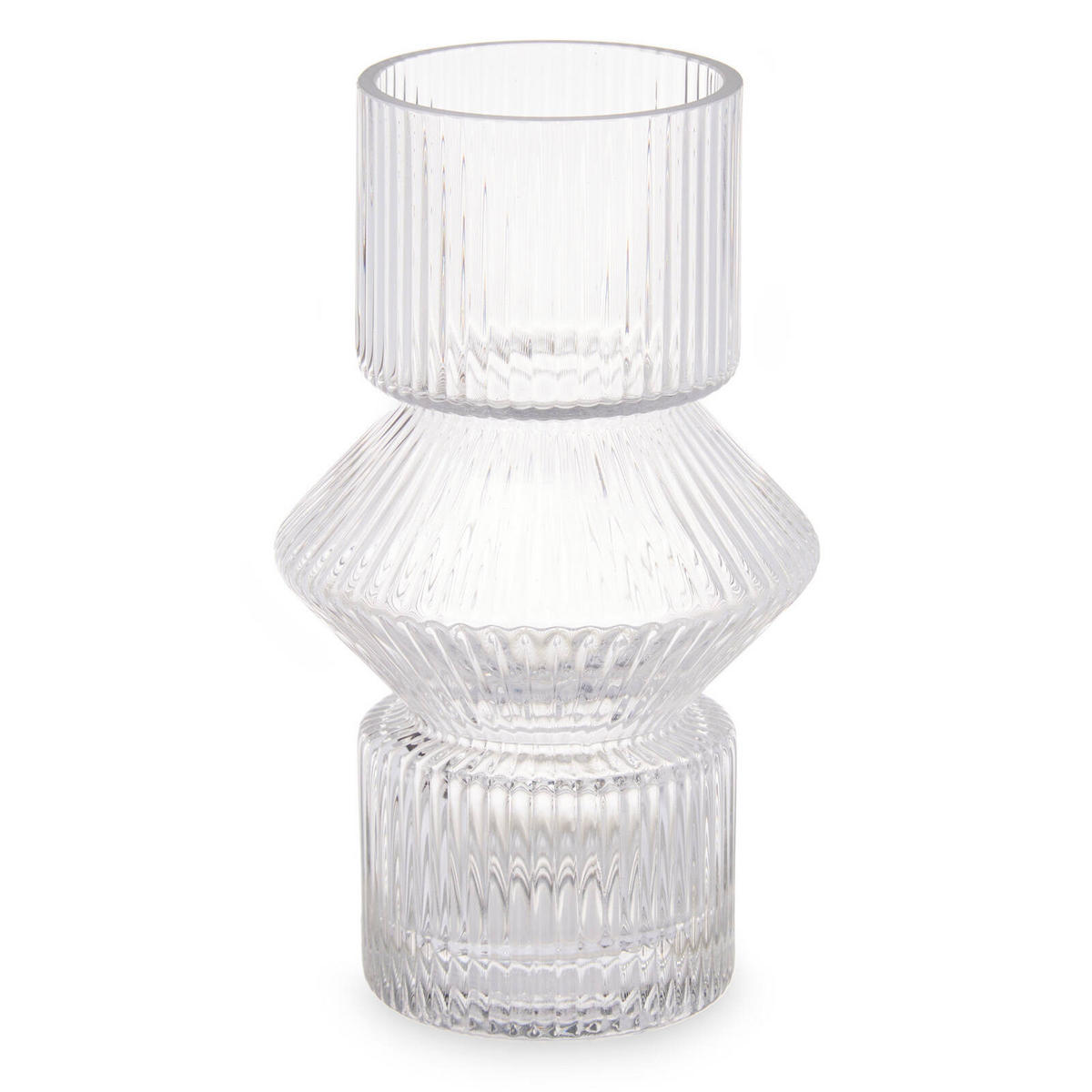 VASE Geriffeltes Glas 9,5/16,5 cm - Transparent, Glas (9.5/16.5cm) - Giftdecor