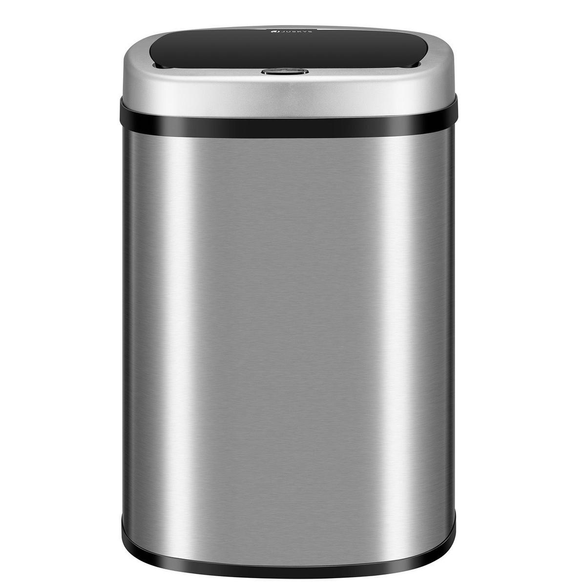 MÜLLEIMER viereckig 50L silber mit Sensor - Silberfarben, Metall (40/58/29cm) - Juskys