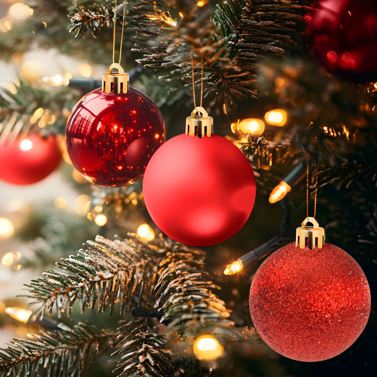 WEIHNACHTSKUGELN ,Durchmesser 3, 4 und 6 cm,rot - Rot, Textil (6/6/6cm) - tectake