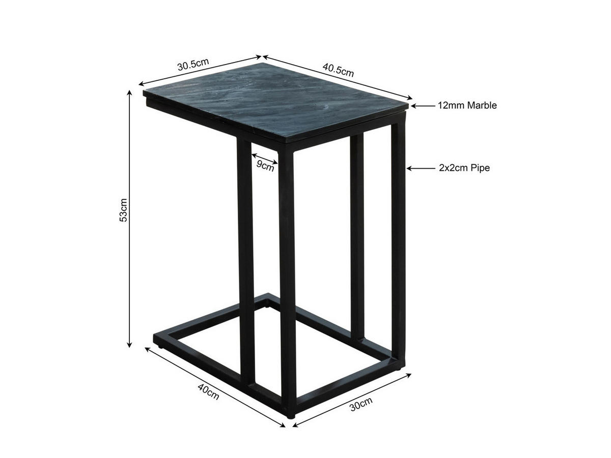 BEISTELLTISCH Slider Mangoholz 48 cm / 32 cm Schwarz - Schwarz, Holz (32/48/72cm) - Villa Möbel