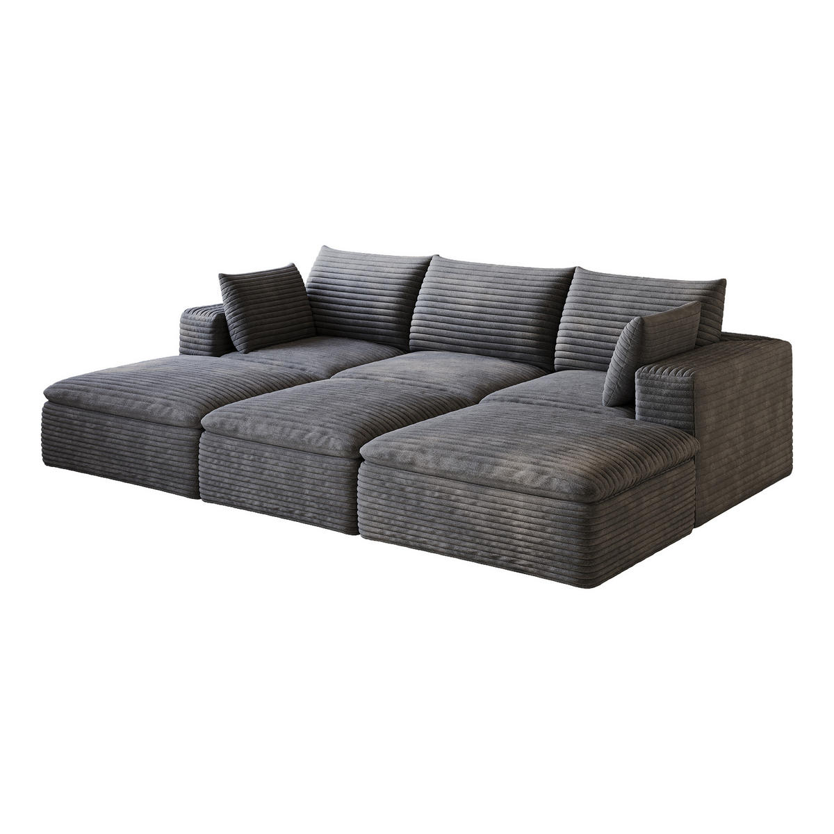 WOHNLANDSCHAFT DE-34773 modular mit 3 ottomanen Dunkelgrau - Dunkelgrau, Textil (160/60/260cm) - ComfortXL