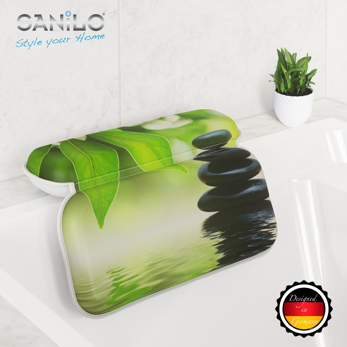 BADEWANNENKISSEN Harmony - Grün, Kunststoff (39/5.5cm) - Sanilo