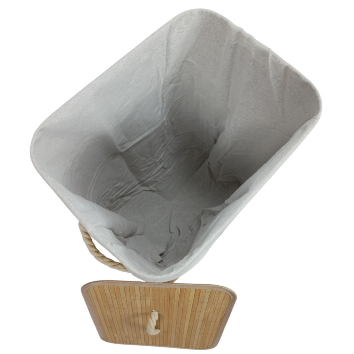 WÄSCHEKORB Bambus Stoff Naturfarben mit Deckel 40x30x60 cm - Naturfarben, Holz (40/60/30cm) - Begryf