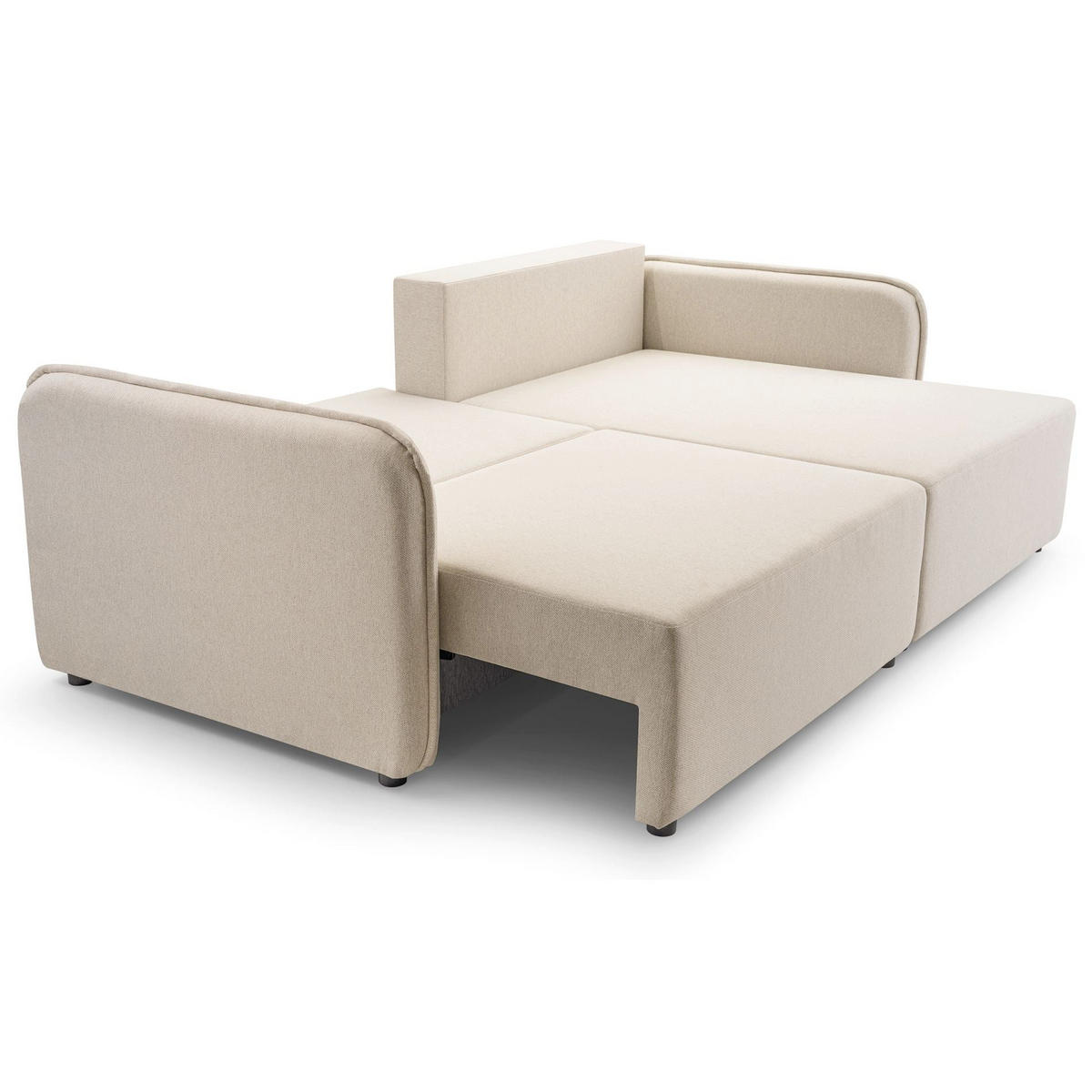 ECKSOFA Kassian, Hellbeige Strukturstoff, rechtsseitig - Ecru/Schwarz, Kunststoff/Textil (147/227cm) - Selsey