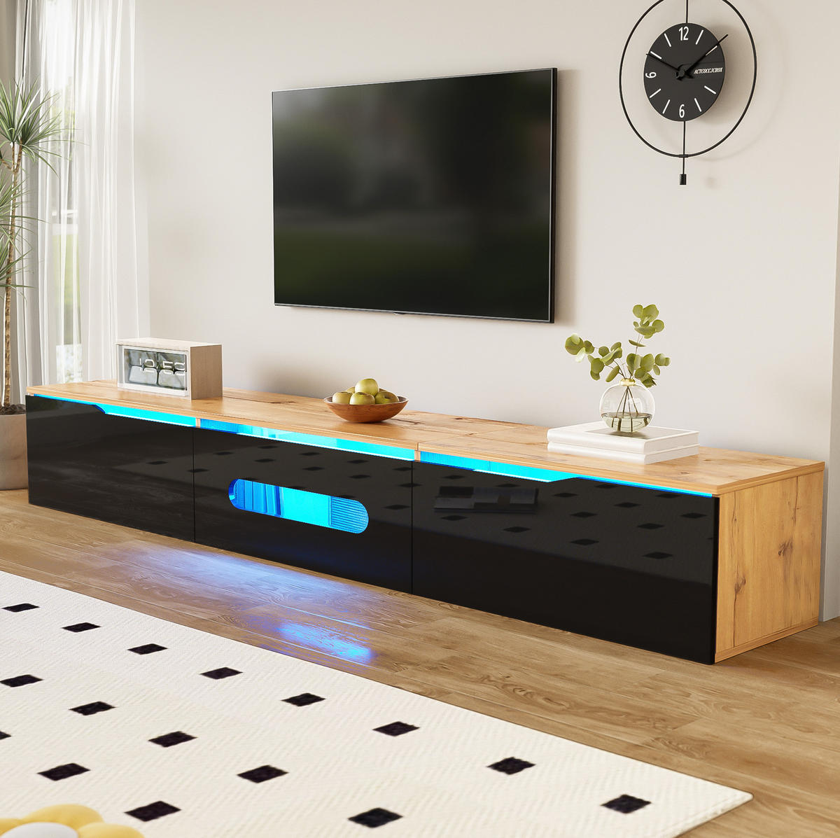 TV-ELEMENT mit LED-Beleuchtung 180 cm Schwarz Holzoptik - Braun, Holzwerkstoff (35/30/180cm) - Beauniv