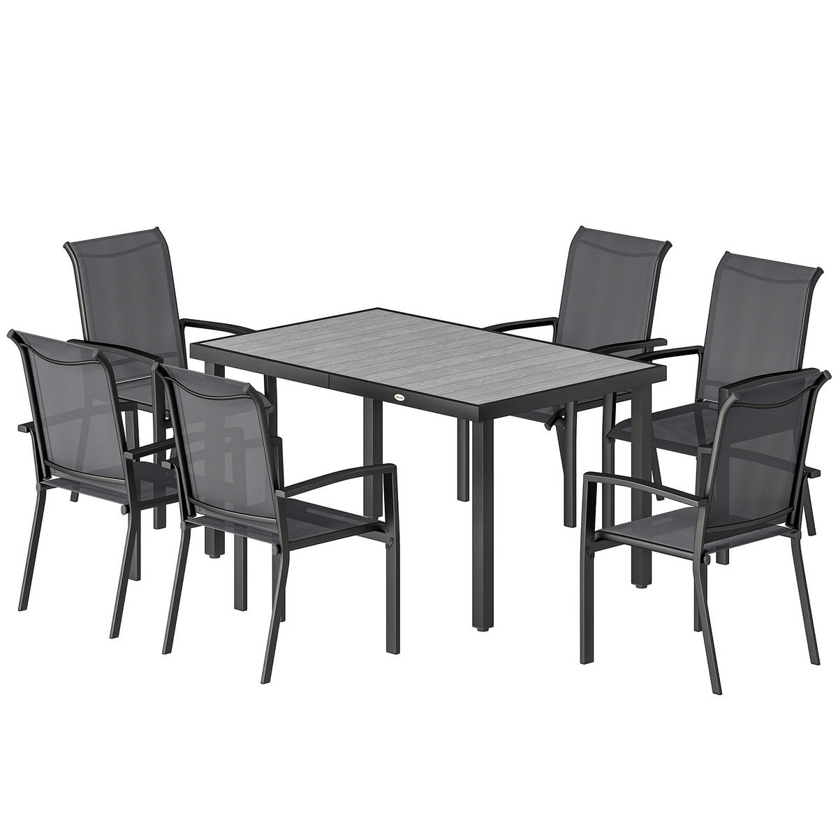 GARTENMÖBELSET 7-teilig,zweiteiliger Tisch+6 Texteline-Stühle,grau - Grau, Metall - Vallsero