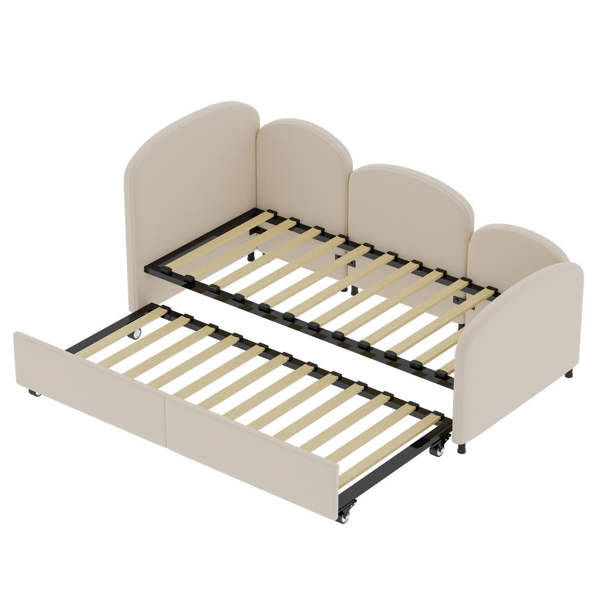 POLSTERBETT 90/200 cm Beige aus Samt und Eisen mit Schublade - Beige, Textil (90/200cm) - OKMYHOME