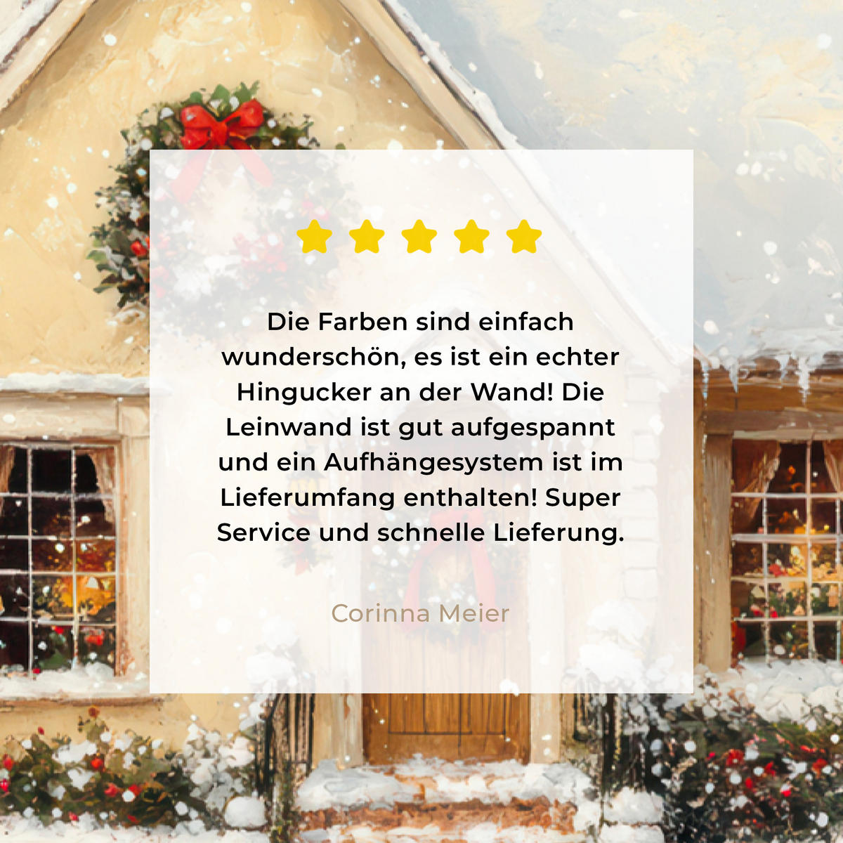 LEINWANDBILD Weihnachten - Zuhause - Winter - Schnee 80x120 cm - Creme, Textil (80/120cm) - MuchoWow