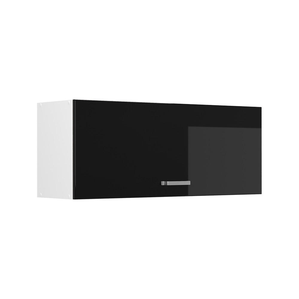 HÄNGESCHRANK R-Line, Schwarz Hochglanz/Weiß, 100 cm Flach - Schwarz Hochglanz/Weiß, Holzwerkstoff (100/40/31cm) - Vicco