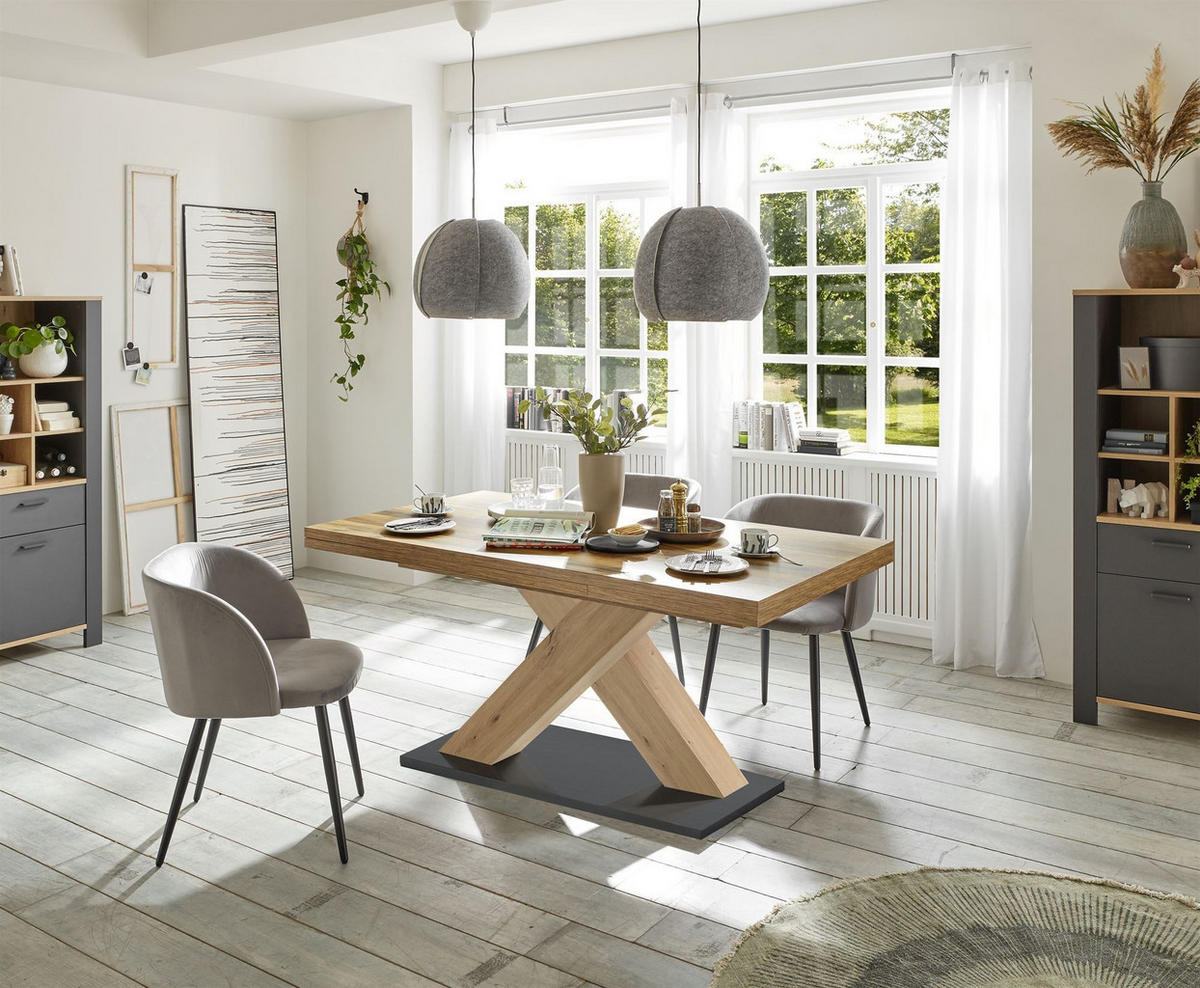 ESSTISCH ausziehbar Elene 160x90x76 Asteiche/Plankeneiche - Alteiche, Holzwerkstoff (160/90/76cm) - 58aufmkessel