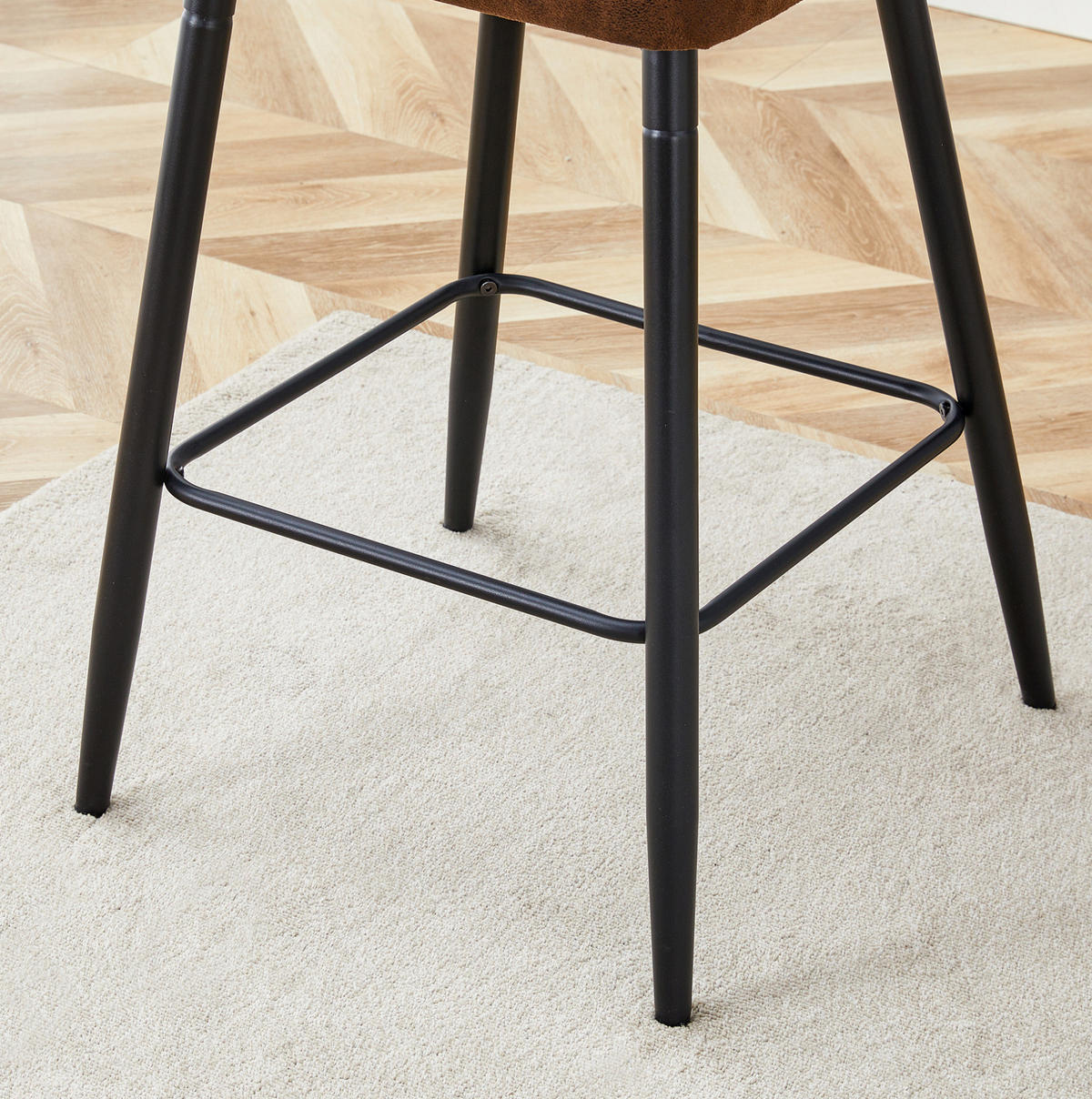 BARSTUHL ergonomische Rückenlehne ca. 101 cm Stoff Braun/Schwarz 2er-Set - Braun, Metall (44/101/44cm) - Meubliv
