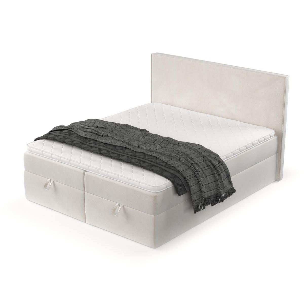 BOXBETT Velma 180/200 cm Creme im Paros Stoff - Creme/Schwarz, Holz/Holzwerkstoff (180/200cm) - AltaBeds