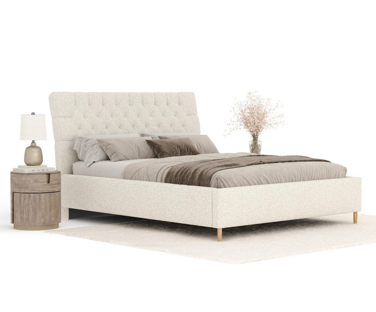 POLSTERBETT Vezzola Creme 160/200 cm im Plüsch-Stoff - Creme/Naturfarben, Holz/Holzwerkstoff (160/200cm) - Maison de Reve