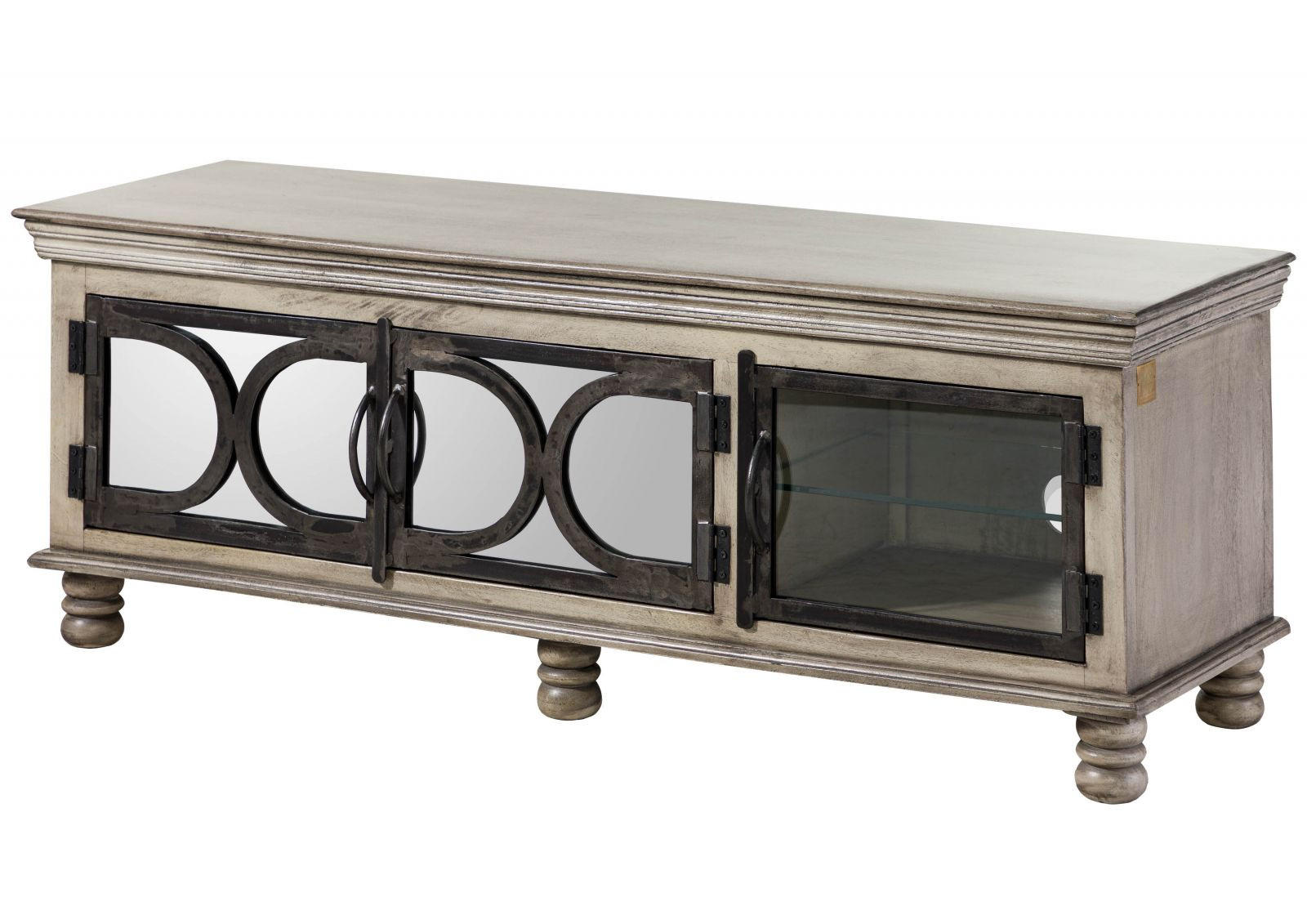 TV-BOARD Mango 150x45x55 grau lackiert HERMITAGE #012 - Grau, Holz (150/55/45cm) - Massivmoebel24